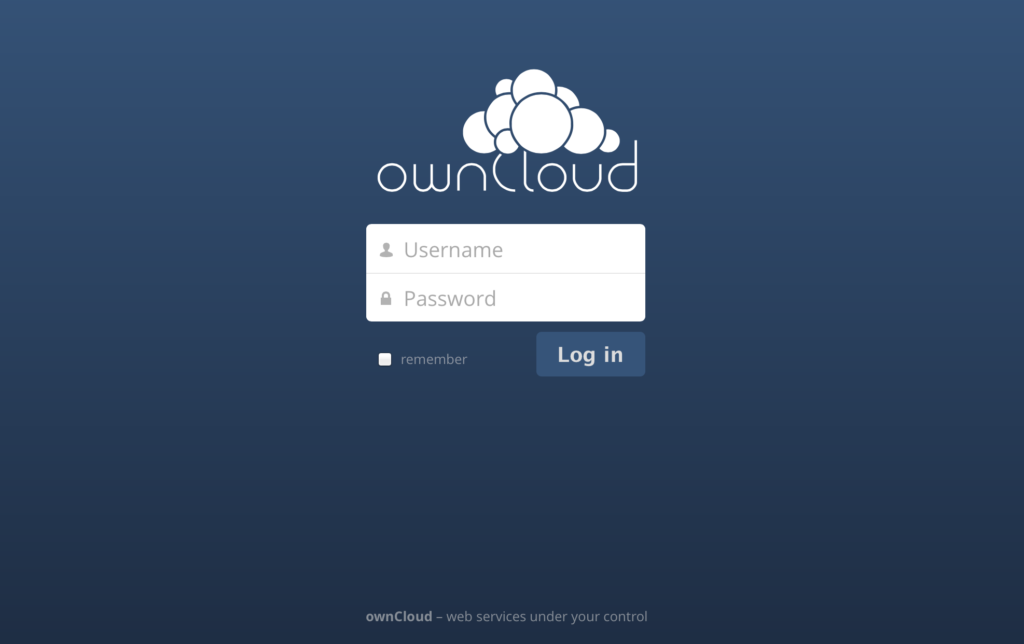 Owncloud 7 login screen